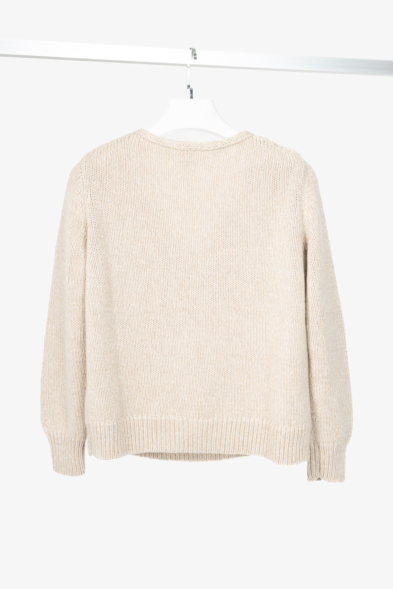 Lafayette 148 Metallic Beige Wool & Cashmere Cable-Knit Sweater