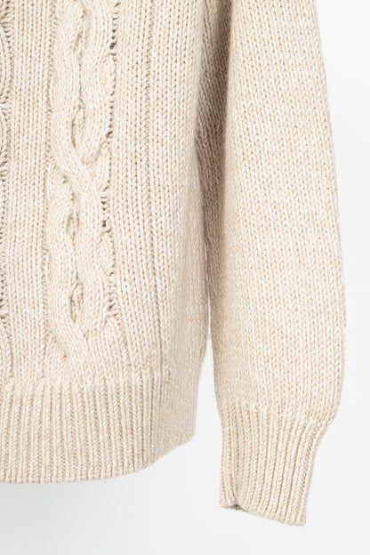 Lafayette 148 Metallic Beige Wool & Cashmere Cable-Knit Sweater