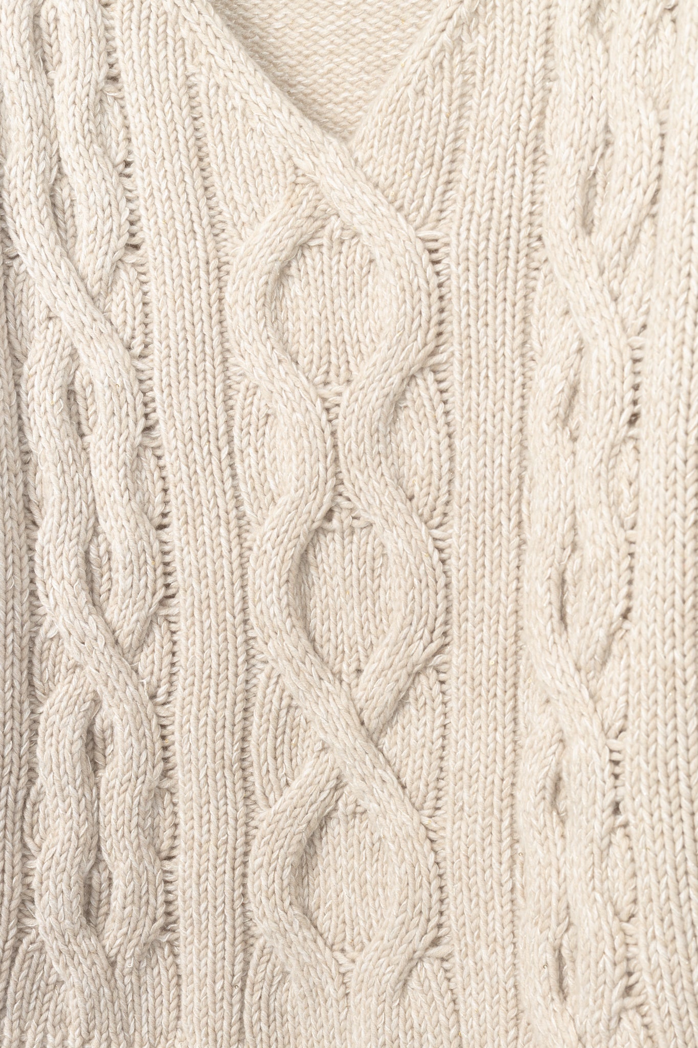Lafayette 148 Metallic Beige Wool & Cashmere Cable-Knit Sweater