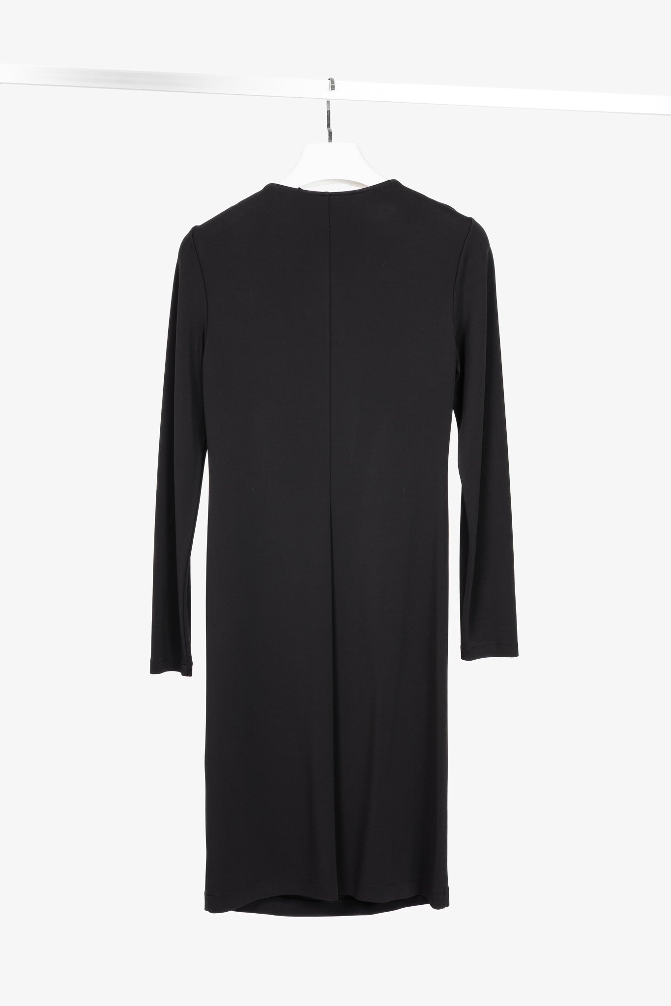 Lafayette 148 Black Jersey Draped Long-Sleeve Mini Dress