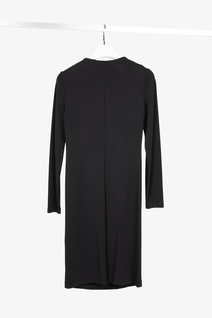 Lafayette 148 Black Jersey Draped Long-Sleeve Mini Dress