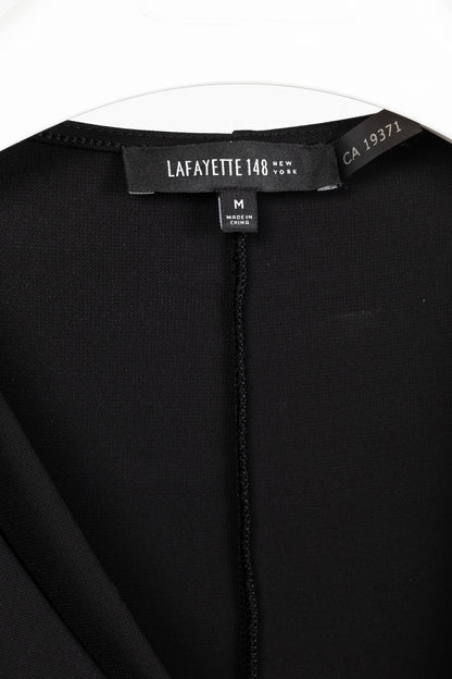 Lafayette 148 Black Jersey Draped Long-Sleeve Mini Dress