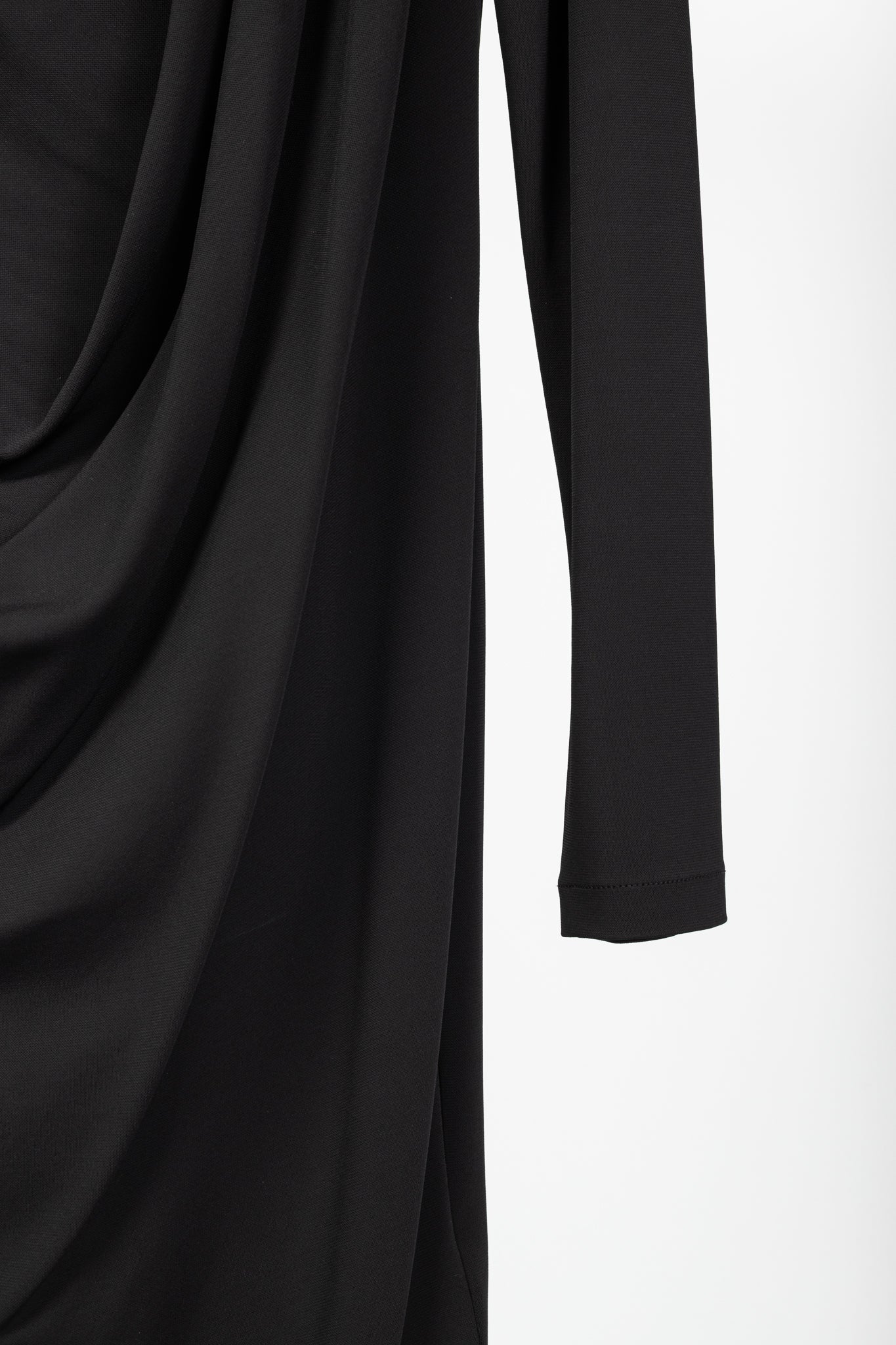 Lafayette 148 Black Jersey Draped Long-Sleeve Mini Dress