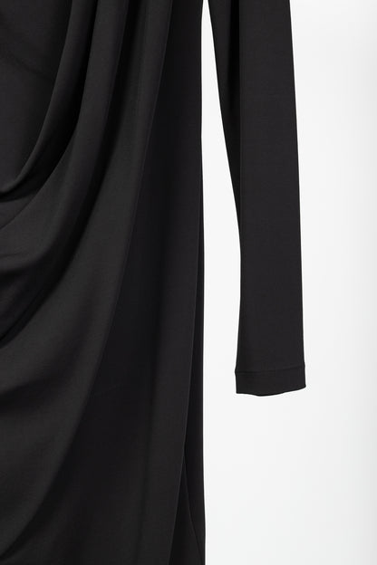 Lafayette 148 Black Jersey Draped Long-Sleeve Mini Dress