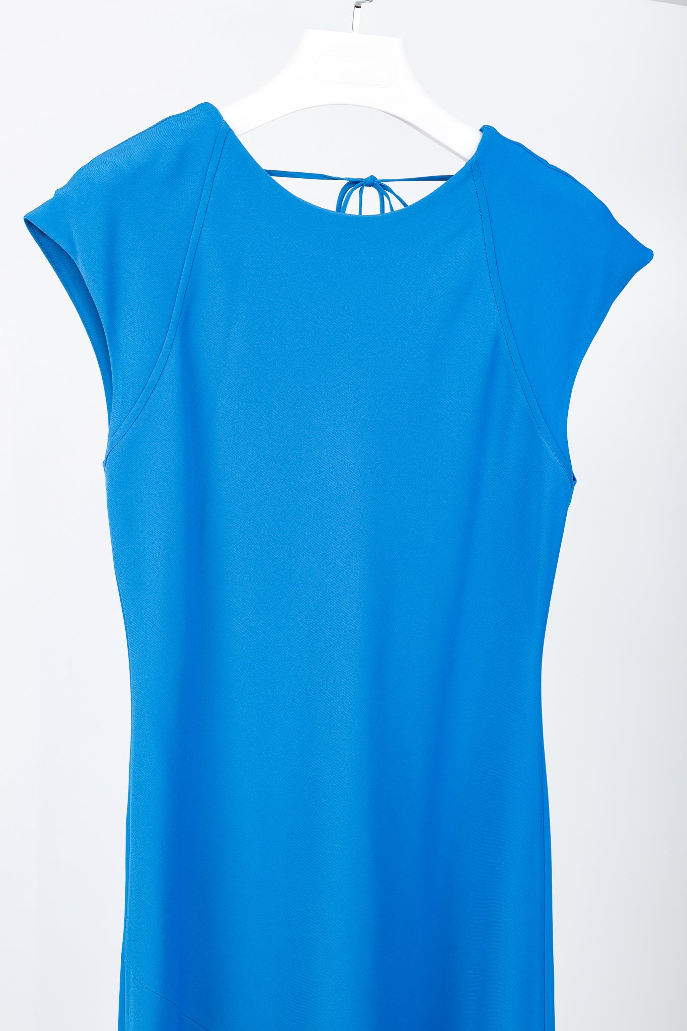 Lafayette 148 Classic Cobalt Cap-Sleeve V-Back Gown