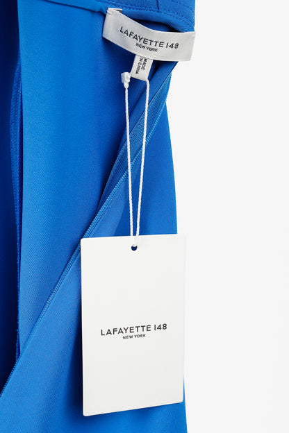 Lafayette 148 Classic Cobalt Cap-Sleeve V-Back Gown