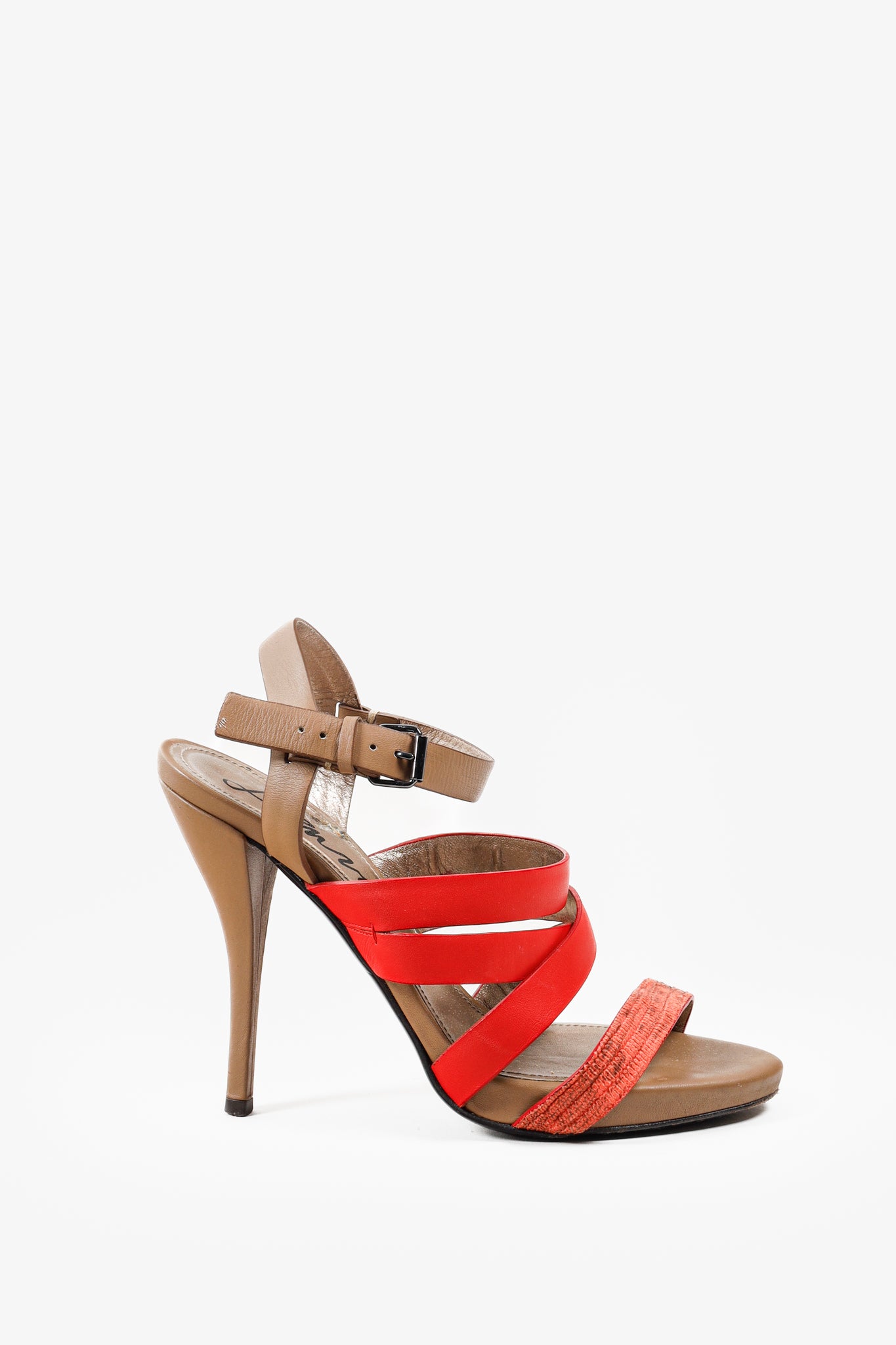 Lanvin Bi-Color Coral Strappy Heeled Sandals