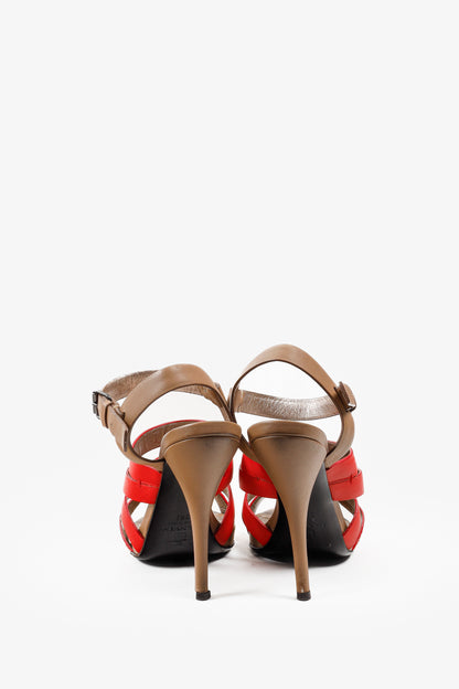 Lanvin Bi-Color Coral Strappy Heeled Sandals