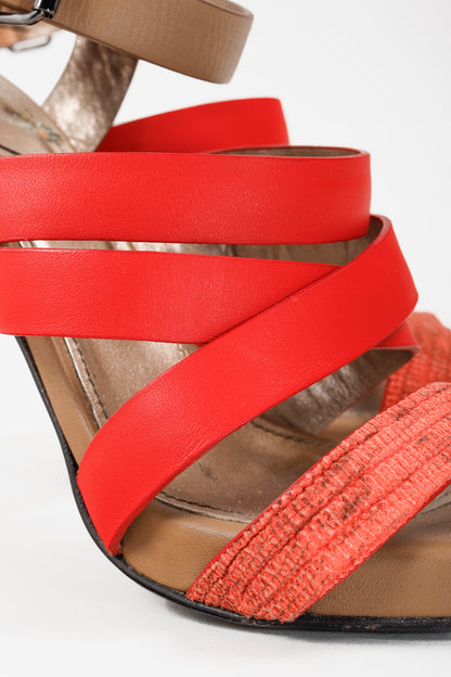 Lanvin Bi-Color Coral Strappy Heeled Sandals