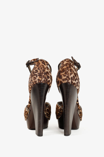 Lanvin AW/13 Brown Leopard Pony Hair Platform Heels