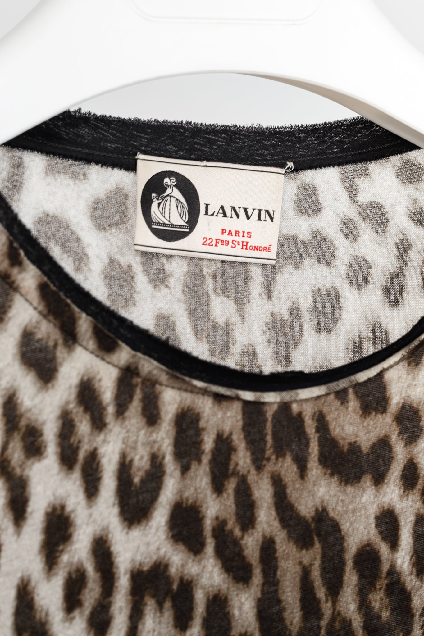 Lanvin PF/10 Grey Leopard-Print Silk-Trim 3/4-Sleeve T-Shirt