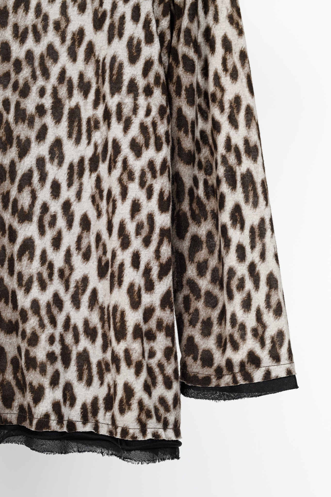 Lanvin PF/10 Grey Leopard-Print Silk-Trim 3/4-Sleeve T-Shirt