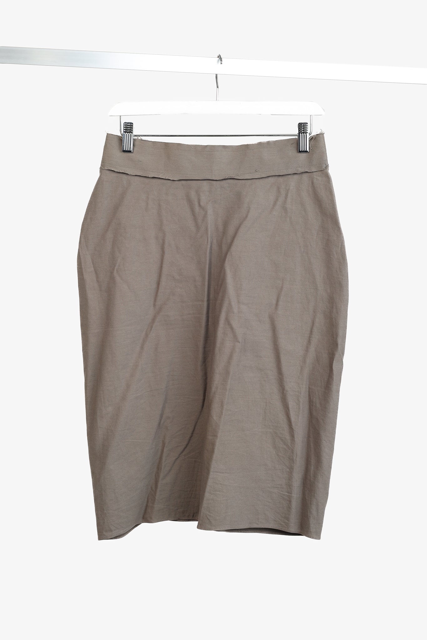 Lanvin SS/05 Taupe Pleated Zip-Front Knee-Length Skirt
