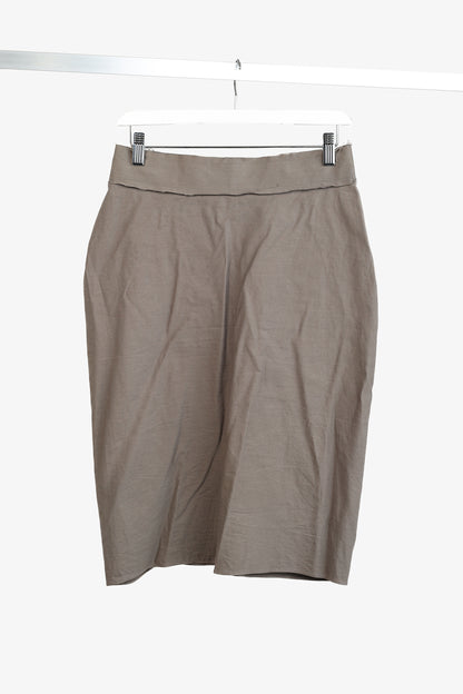Lanvin SS/05 Taupe Pleated Zip-Front Knee-Length Skirt