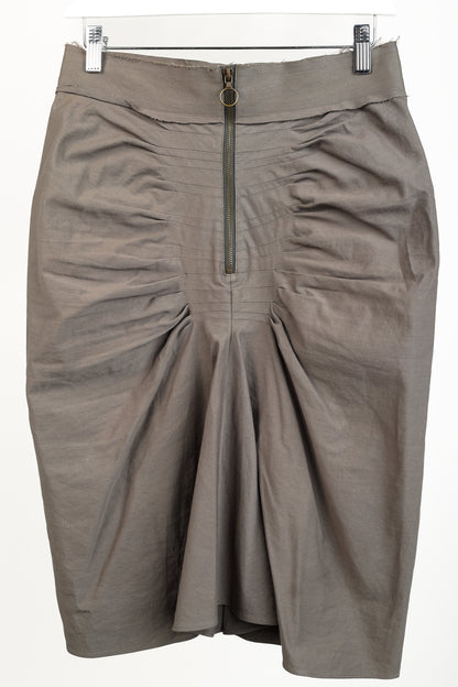 Lanvin SS/05 Taupe Pleated Zip-Front Knee-Length Skirt