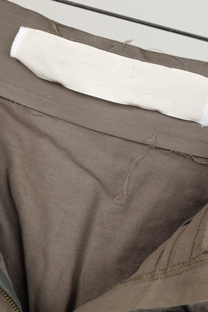 Lanvin SS/05 Taupe Pleated Zip-Front Knee-Length Skirt