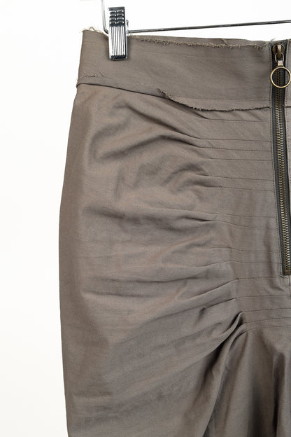 Lanvin SS/05 Taupe Pleated Zip-Front Knee-Length Skirt