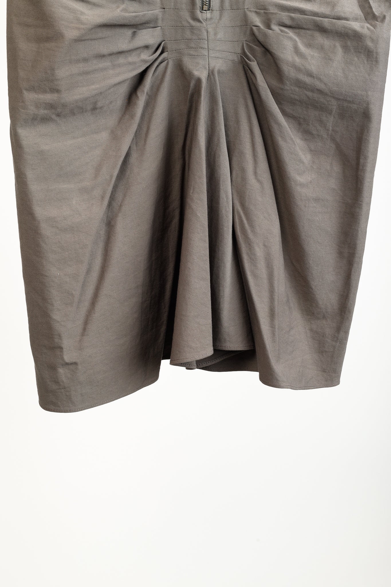Lanvin SS/05 Taupe Pleated Zip-Front Knee-Length Skirt