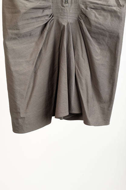 Lanvin SS/05 Taupe Pleated Zip-Front Knee-Length Skirt