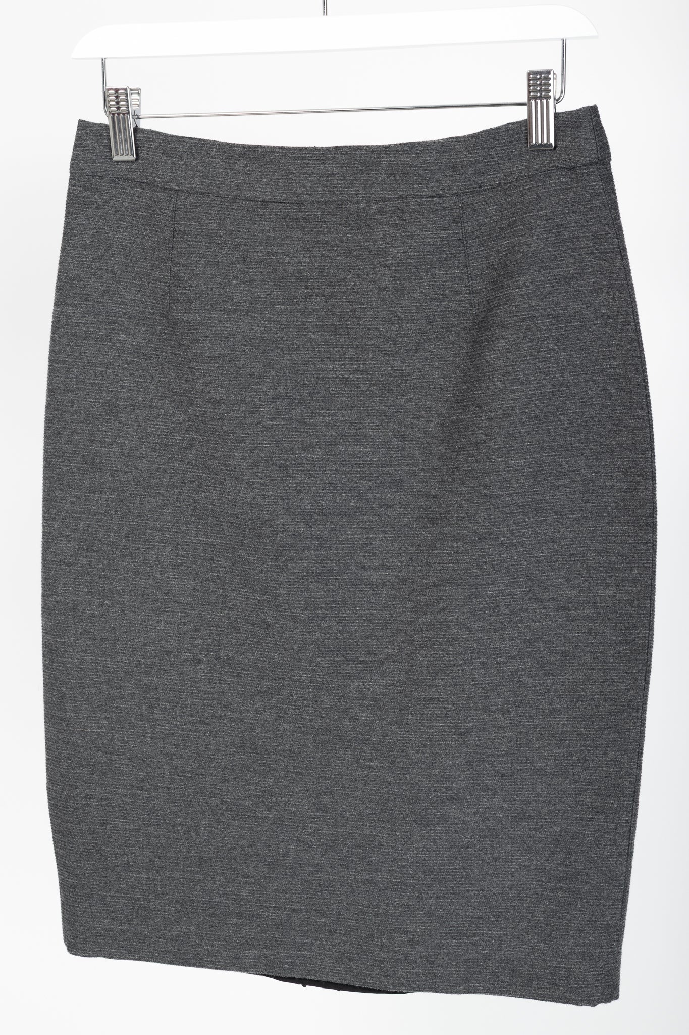 Lanvin AW/14 Dark Grey Wool-Blend Grosgrain Pencil Skirt