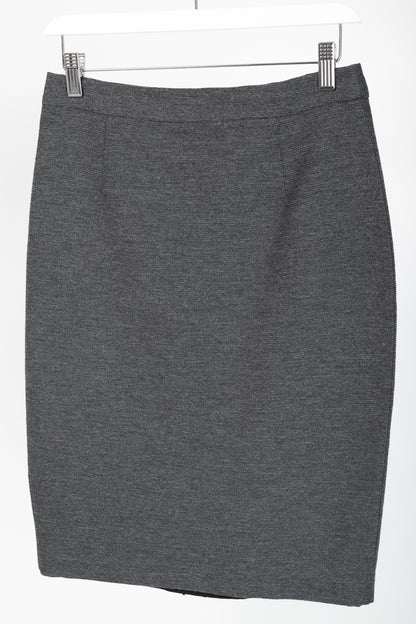 Lanvin AW/14 Dark Grey Wool-Blend Grosgrain Pencil Skirt