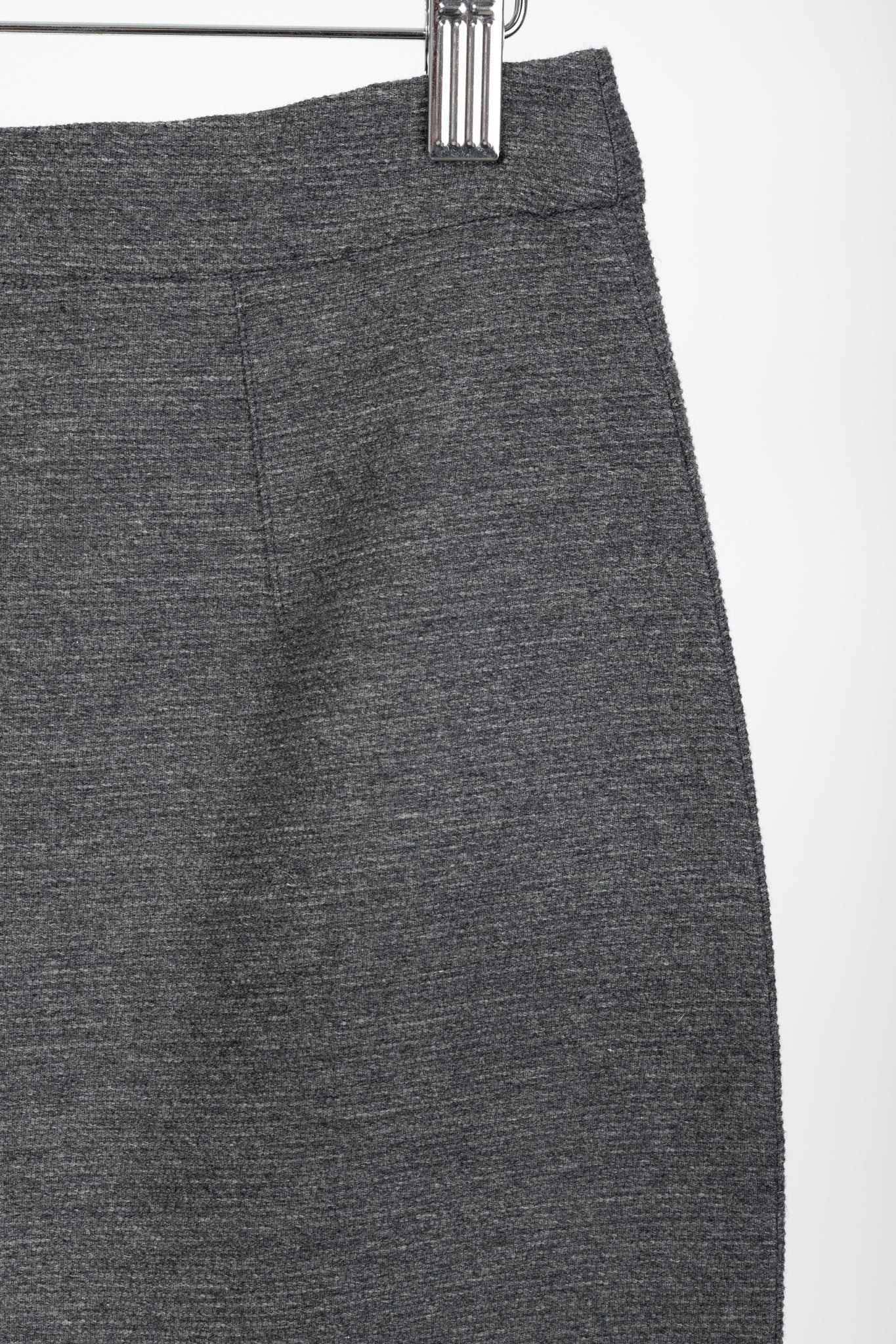 Lanvin AW/14 Dark Grey Wool-Blend Grosgrain Pencil Skirt