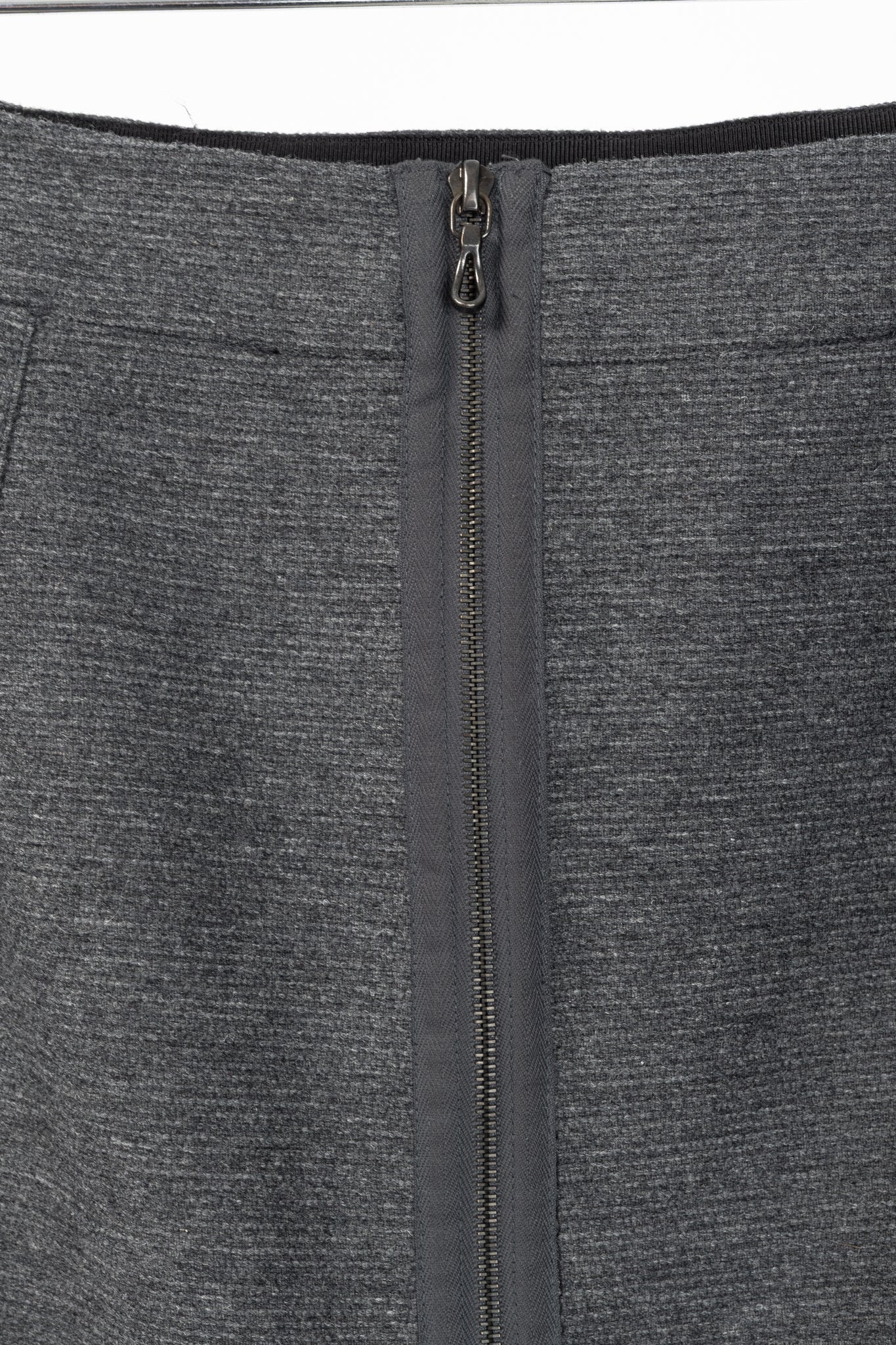 Lanvin AW/14 Dark Grey Wool-Blend Grosgrain Pencil Skirt