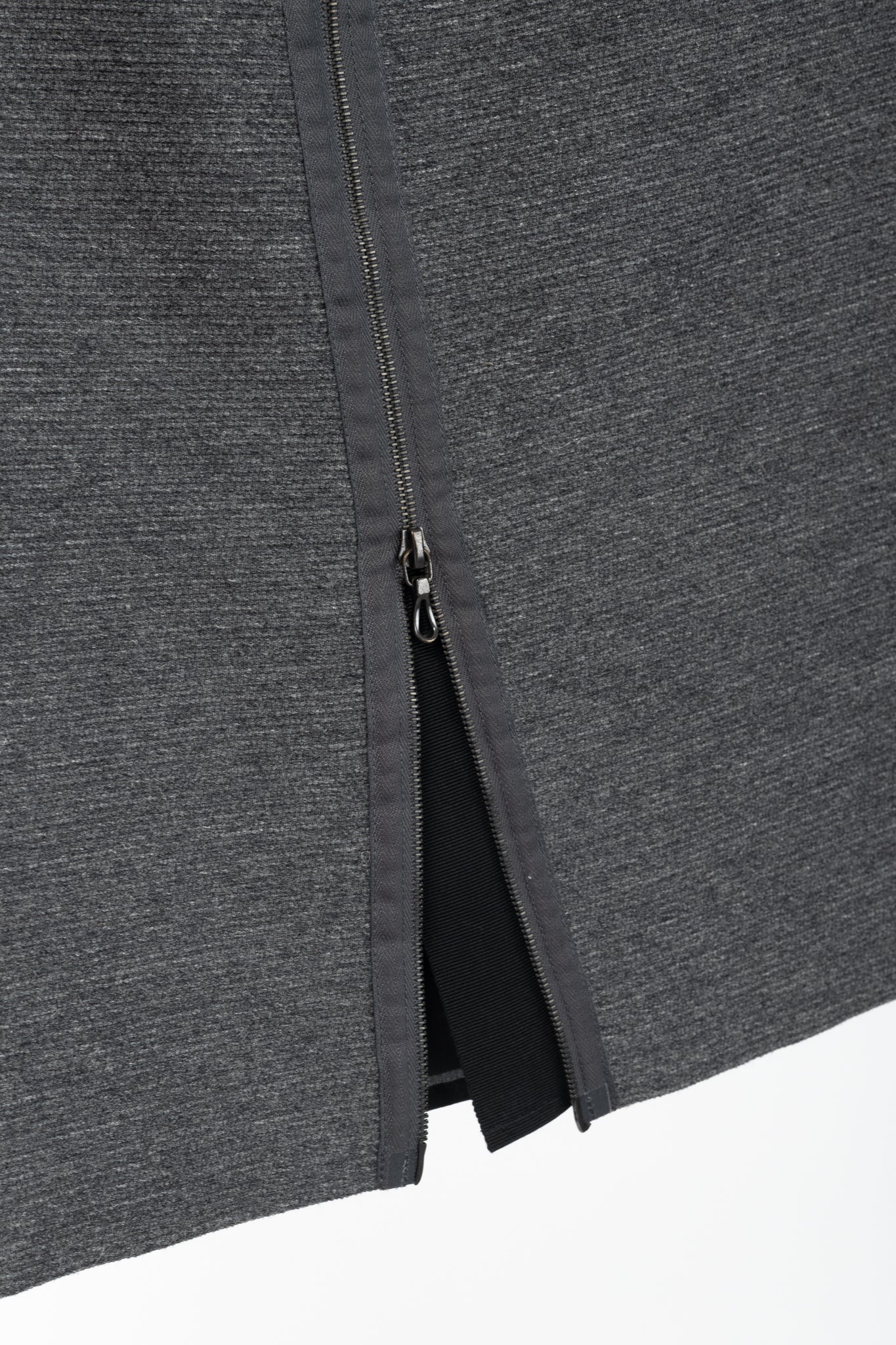 Lanvin AW/14 Dark Grey Wool-Blend Grosgrain Pencil Skirt