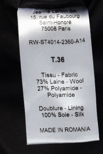 Lanvin AW/14 Dark Grey Wool-Blend Grosgrain Pencil Skirt