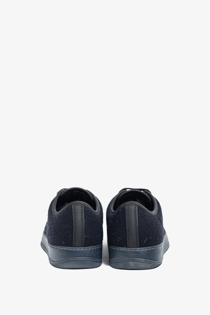 Lanvin Navy Felted Wool Low-Top Sneakers