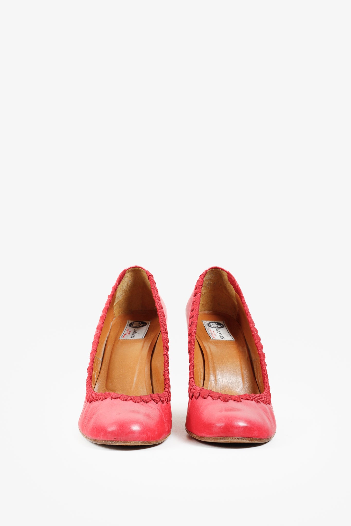 Lanvin Pink Leather Ribbon Accent Wedge Espadrilles