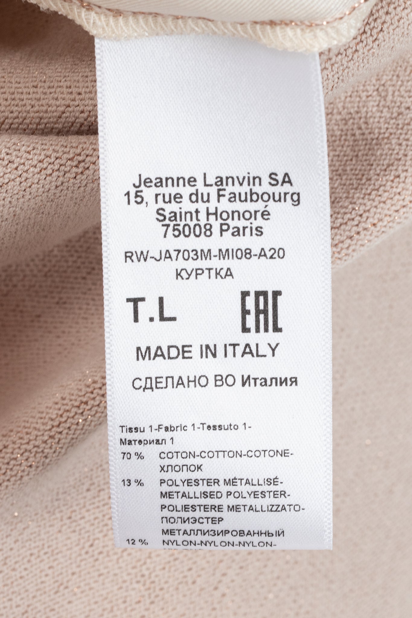 Lanvin AW20 Pale Pink Babar-Print Lame-Knit Cardigan