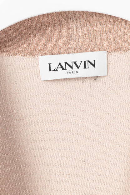 Lanvin AW20 Pale Pink Babar-Print Lame-Knit Cardigan
