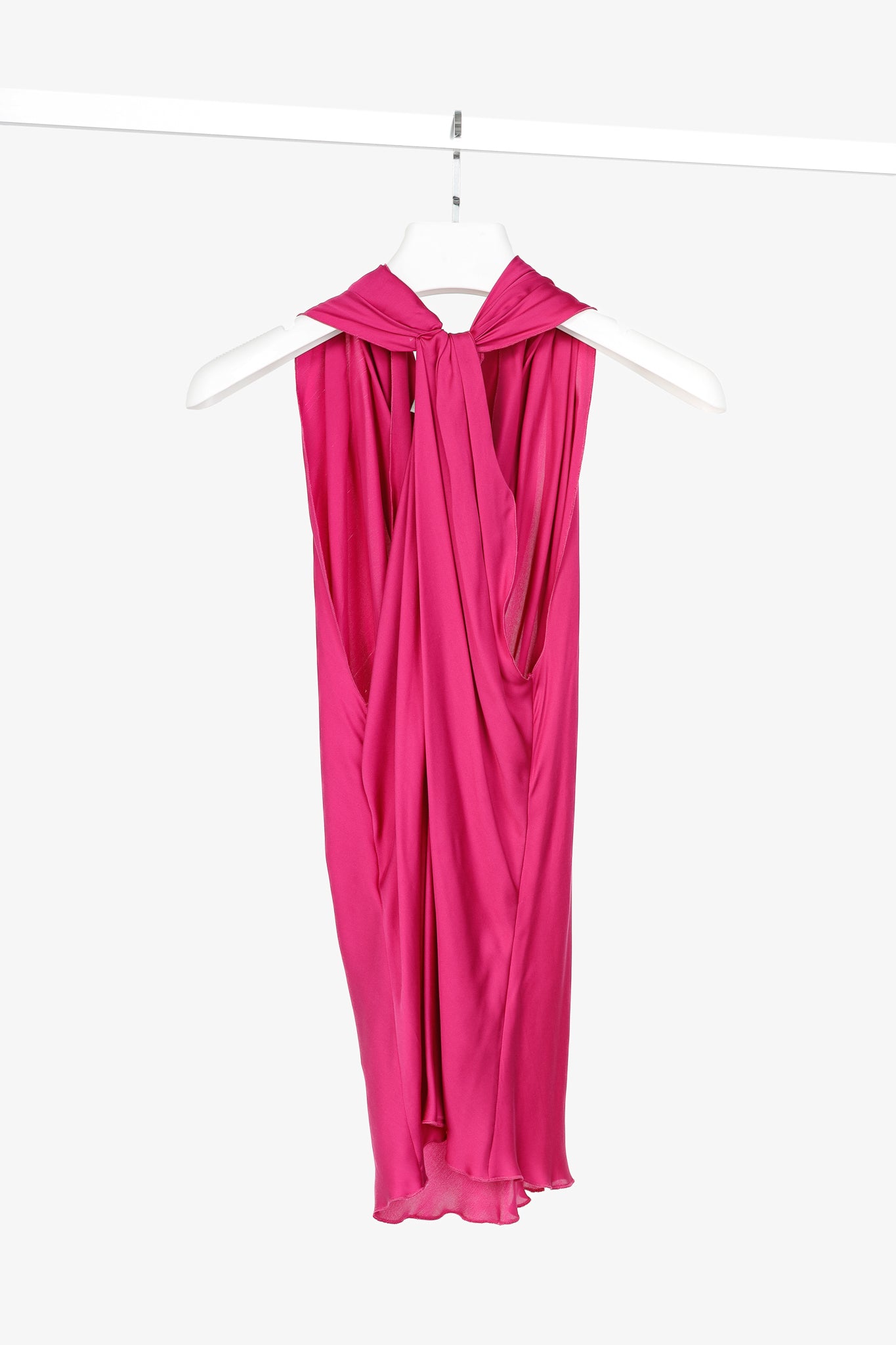 Lanvin SS/13 Fuchsia Silk Charmeuse Cowl-Neck Blouse