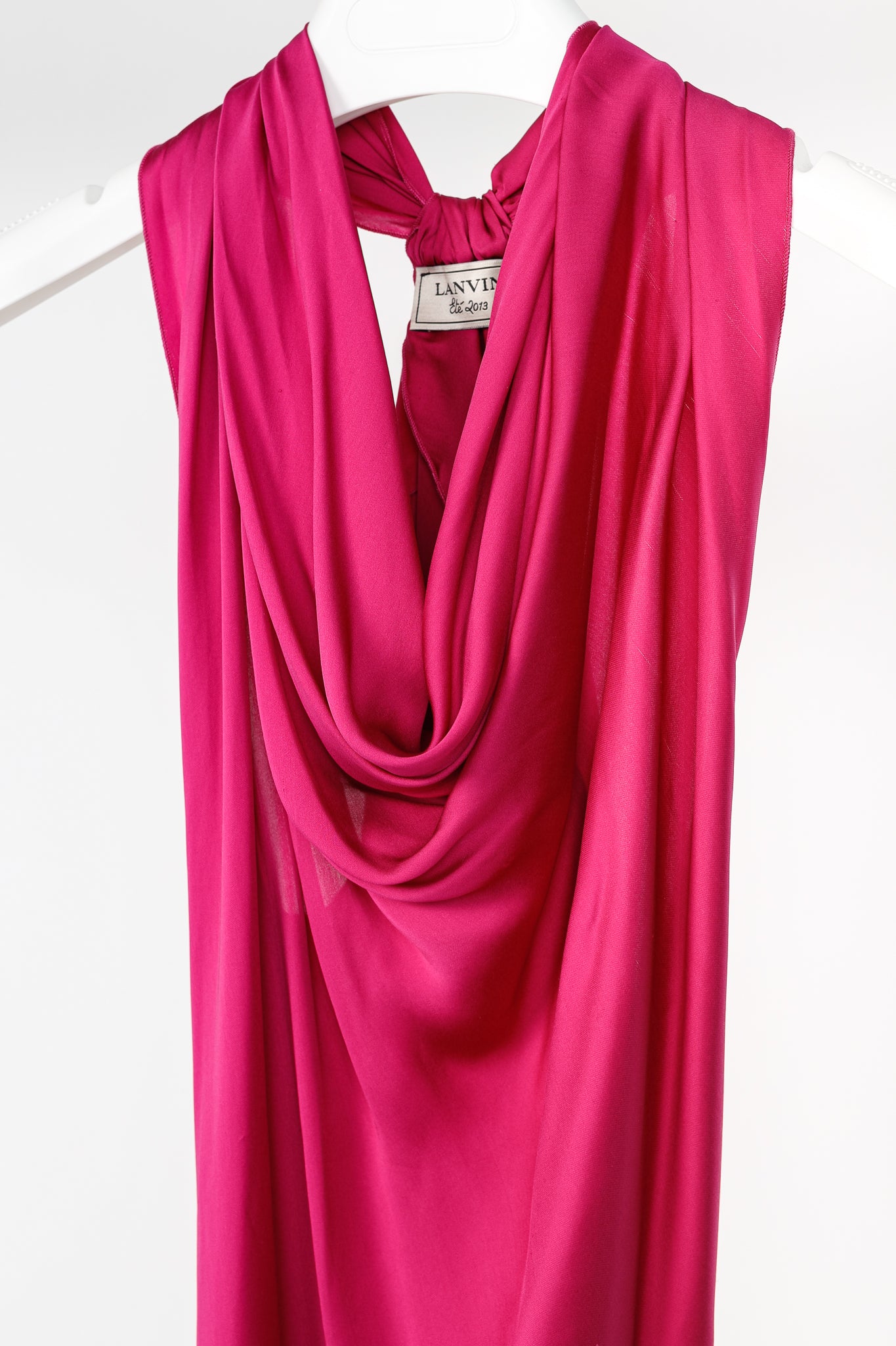 Lanvin SS/13 Fuchsia Silk Charmeuse Cowl-Neck Blouse