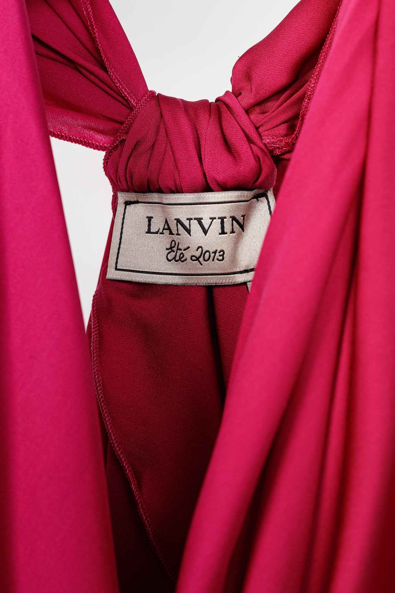 Lanvin SS/13 Fuchsia Silk Charmeuse Cowl-Neck Blouse
