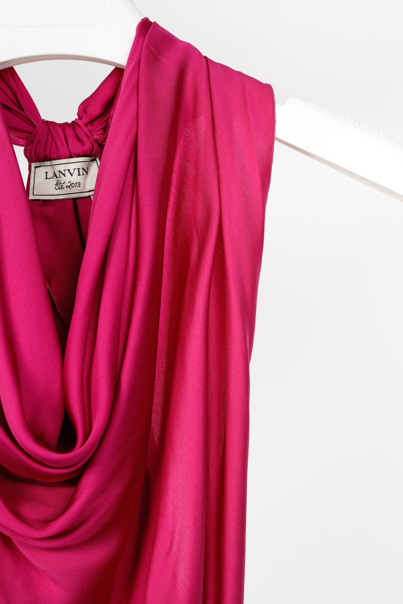 Lanvin SS/13 Fuchsia Silk Charmeuse Cowl-Neck Blouse