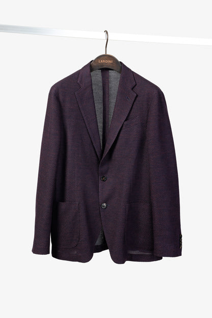 Lardini Liknit Unstructured Black & Maroon Knit Sweater Blazer