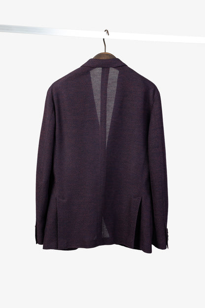 Lardini Liknit Unstructured Black & Maroon Knit Sweater Blazer