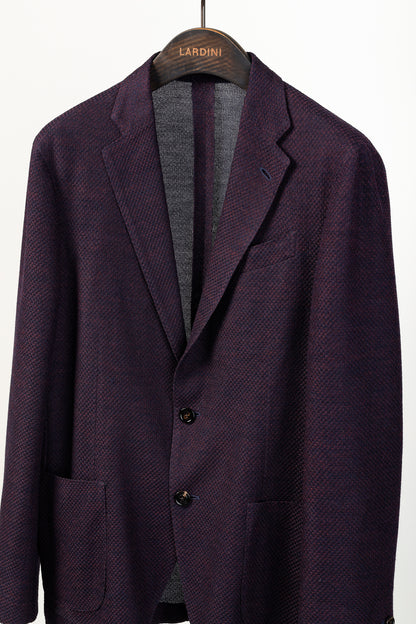 Lardini Liknit Unstructured Black & Maroon Knit Sweater Blazer