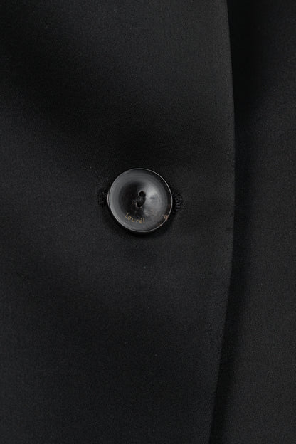 Laurel Black Wool & Satin Trim-Detail Blazer