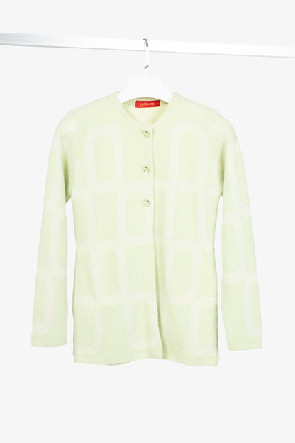 LEMAIRE Green Lame Geometric-Jacquard Button Cardigan