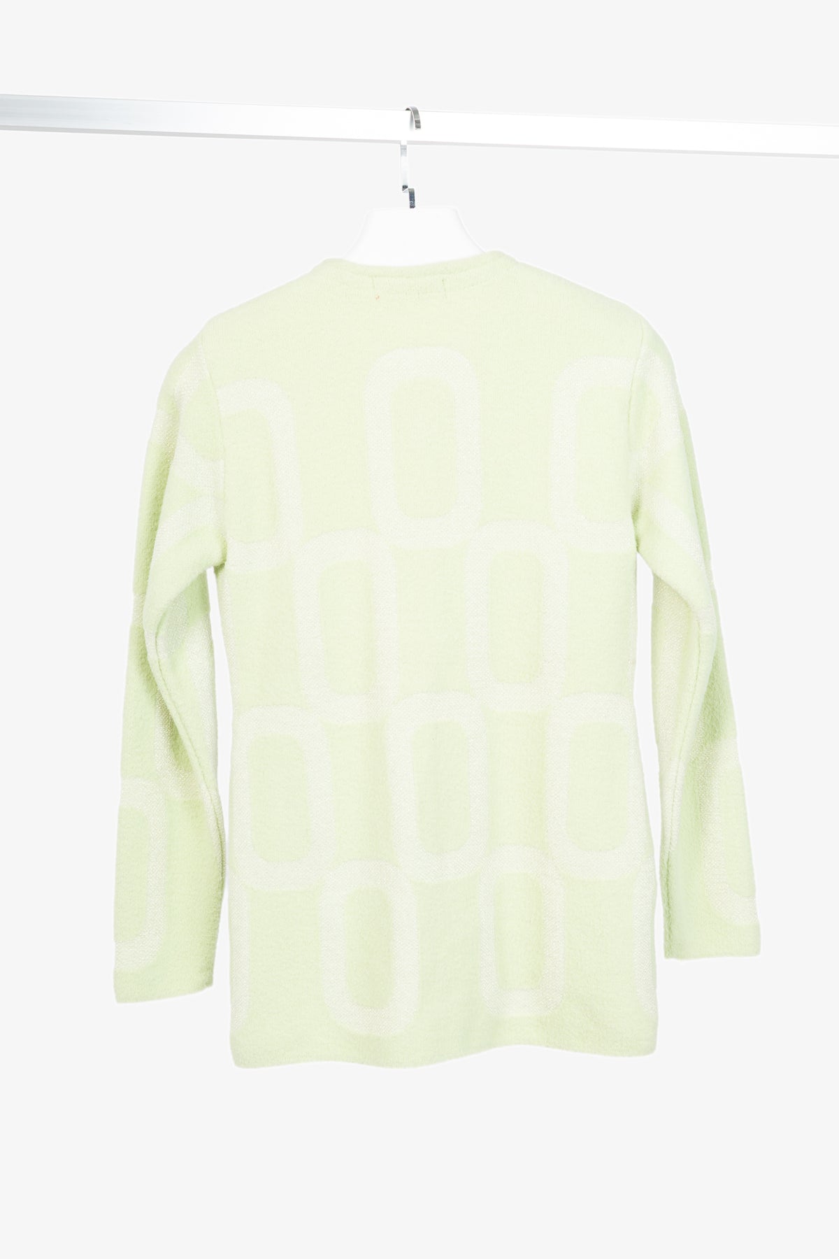 LEMAIRE Green Lame Geometric-Jacquard Button Cardigan