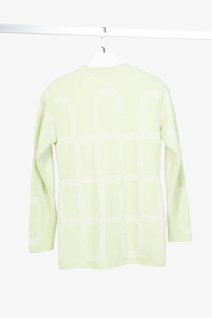LEMAIRE Green Lame Geometric-Jacquard Button Cardigan