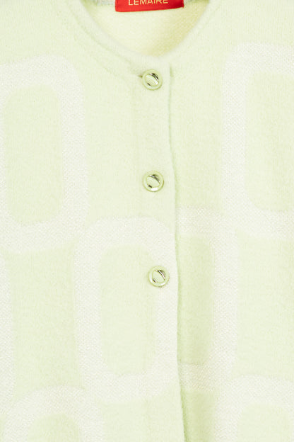 LEMAIRE Green Lame Geometric-Jacquard Button Cardigan