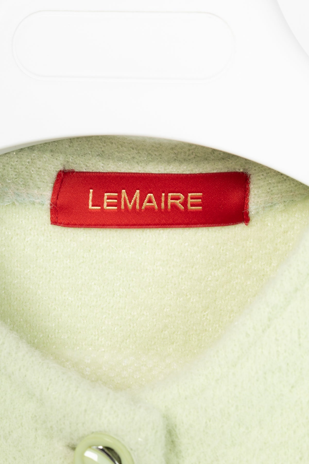 LEMAIRE Green Lame Geometric-Jacquard Button Cardigan
