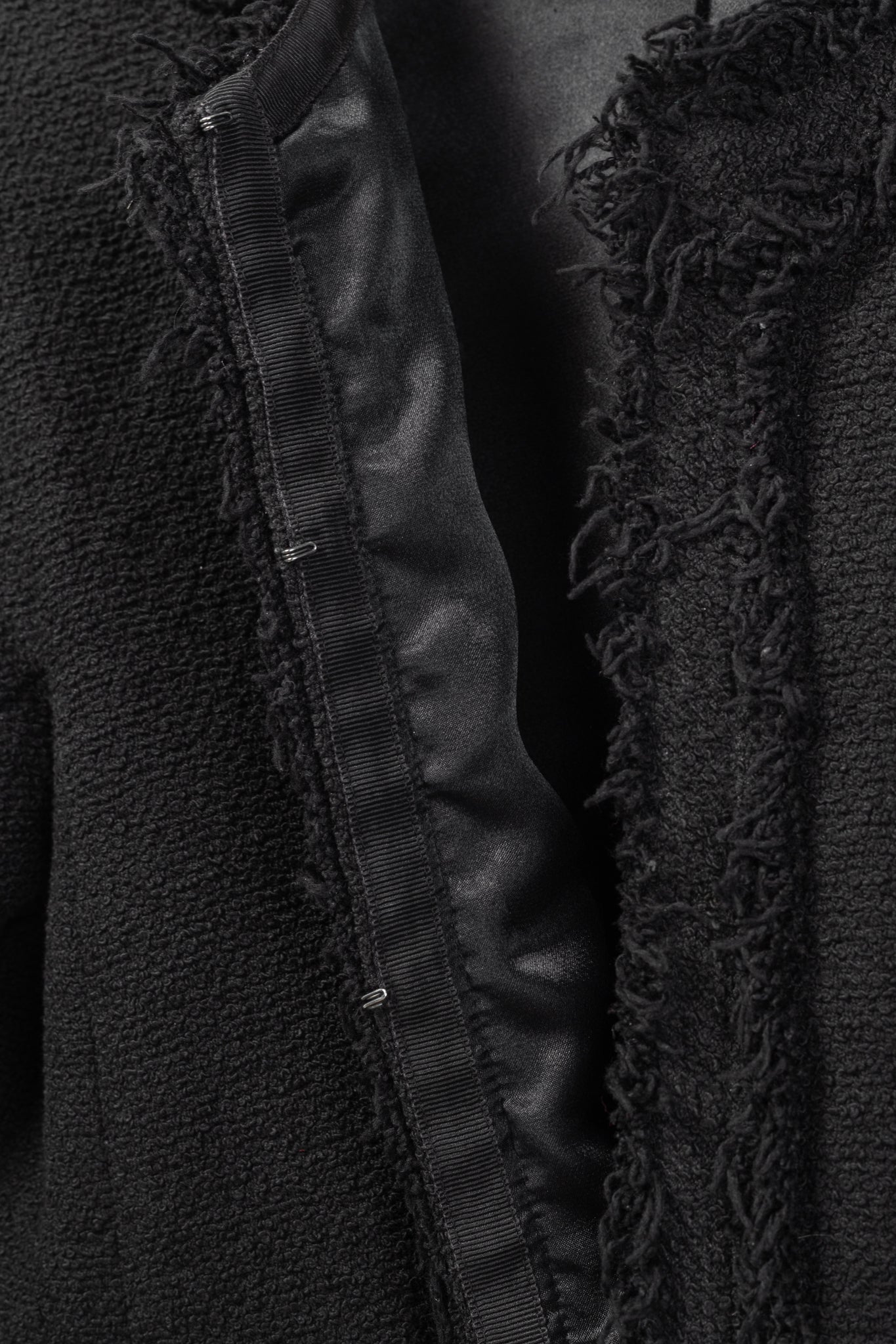 Lida Baday Black Boucle Tweed Fringe-Trim Jacket