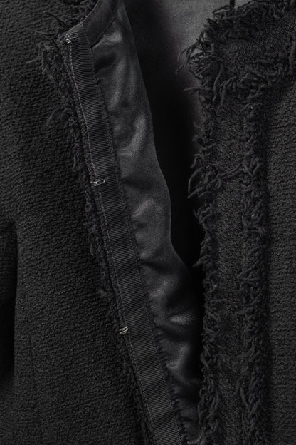 Lida Baday Black Boucle Tweed Fringe-Trim Jacket