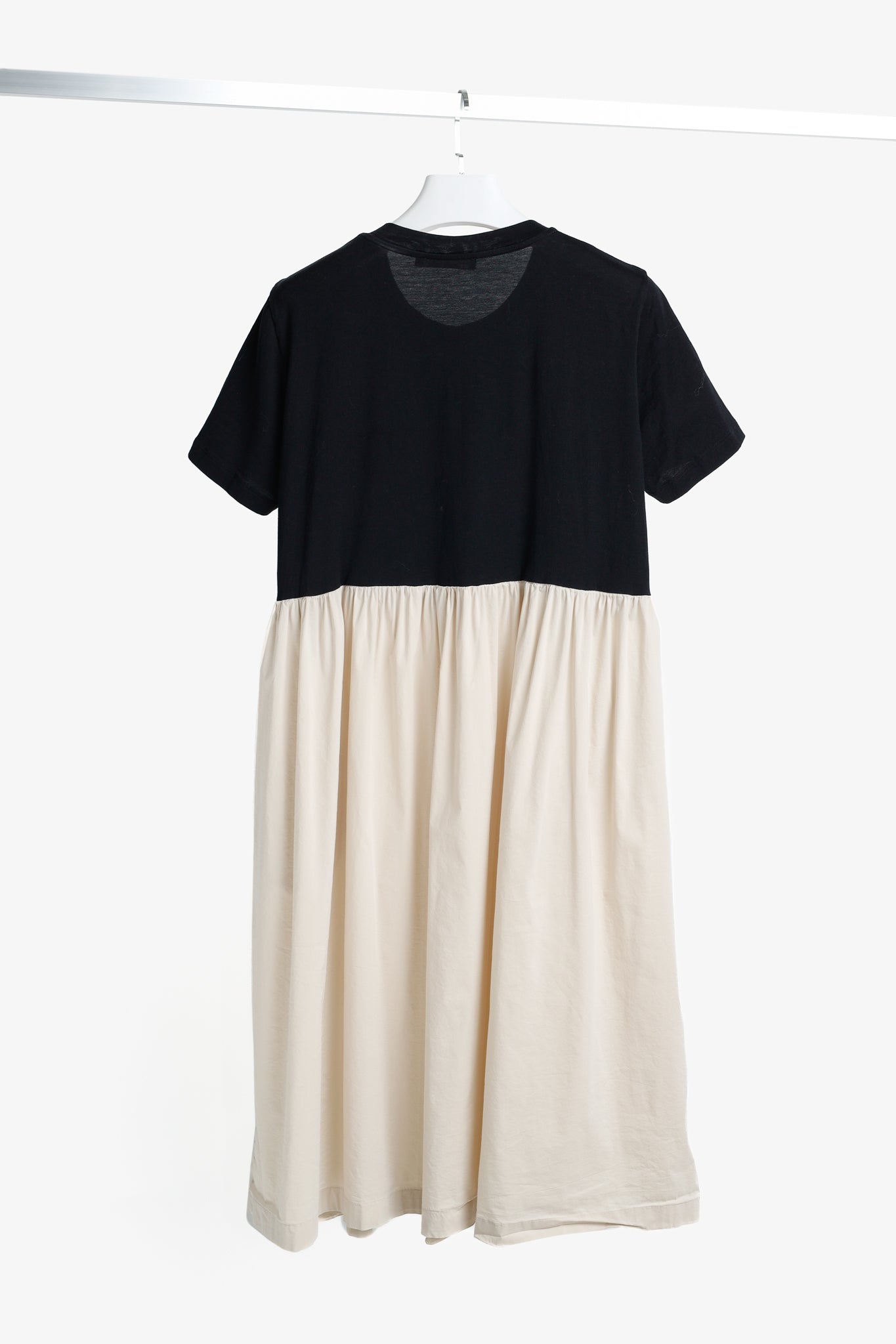 Liviana Conti Black & Beige Cotton T-Shirt Midi Dress