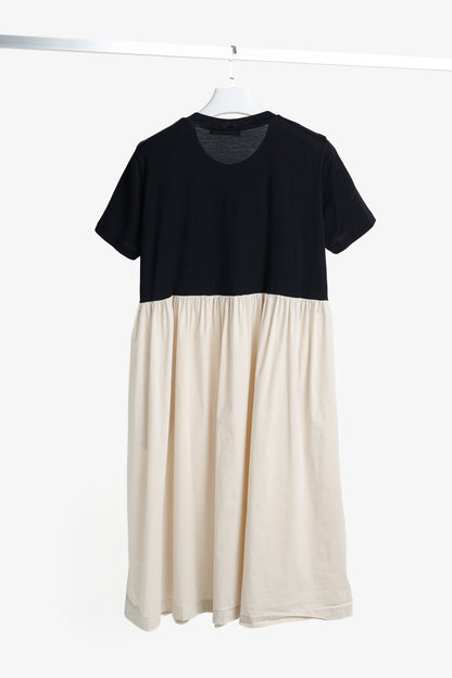 Liviana Conti Black & Beige Cotton T-Shirt Midi Dress